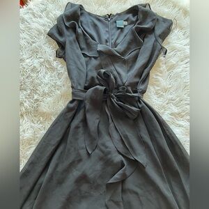 Gabby Skye Black Asymmetrical Wrap Sundress